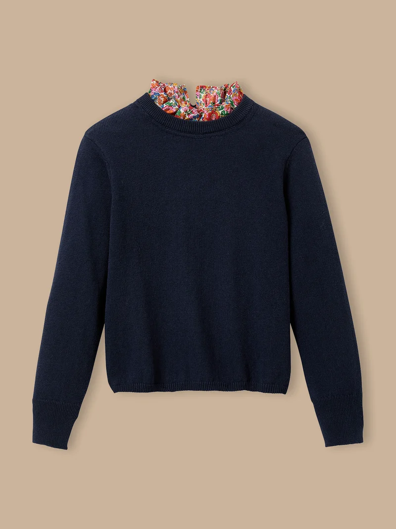 Mädchenpullover mit Kragen aus Liberty®-Stoff