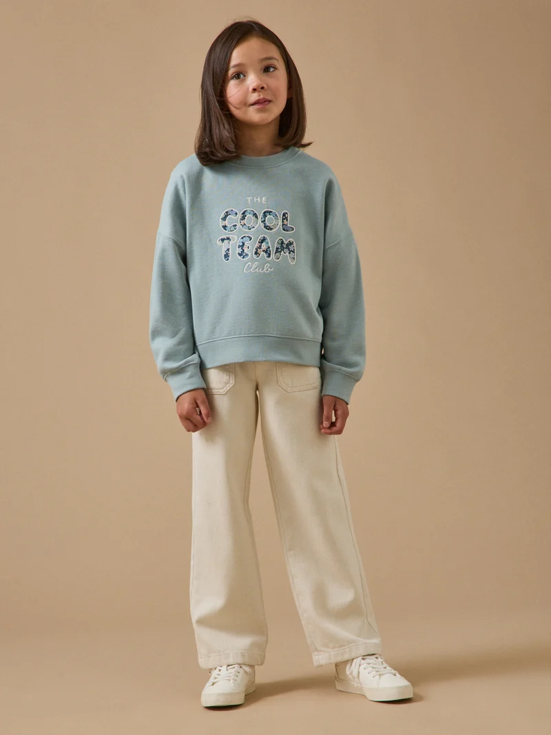 Mädchen-Sweatshirt « Cool Team », aus Liberty®-Stoff, Bio-Baumwolle