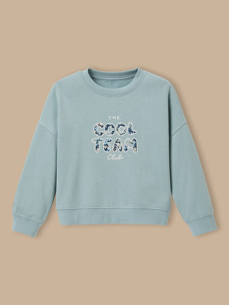 Mädchen-Sweatshirt « Cool Team », aus Liberty®-Stoff, Bio-Baumwolle