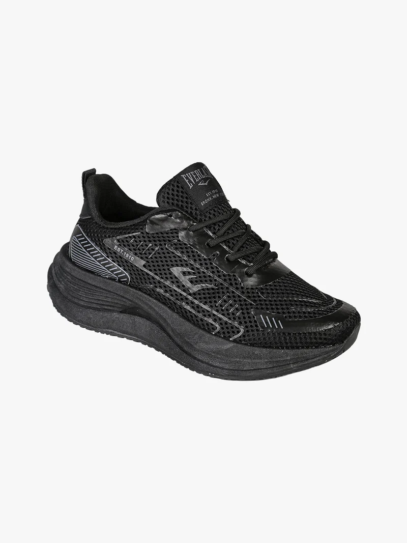 Sneakers sportive da donna in tessuto con suola alta - nero