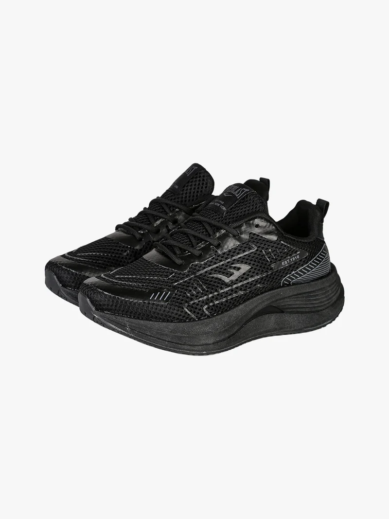 Sneakers sportive da donna in tessuto con suola alta - nero