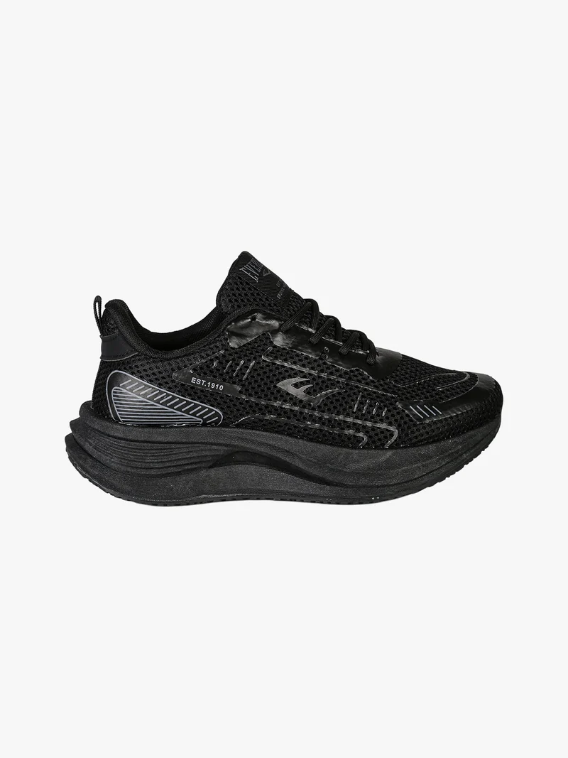 Sneakers sportive da donna in tessuto con suola alta - nero
