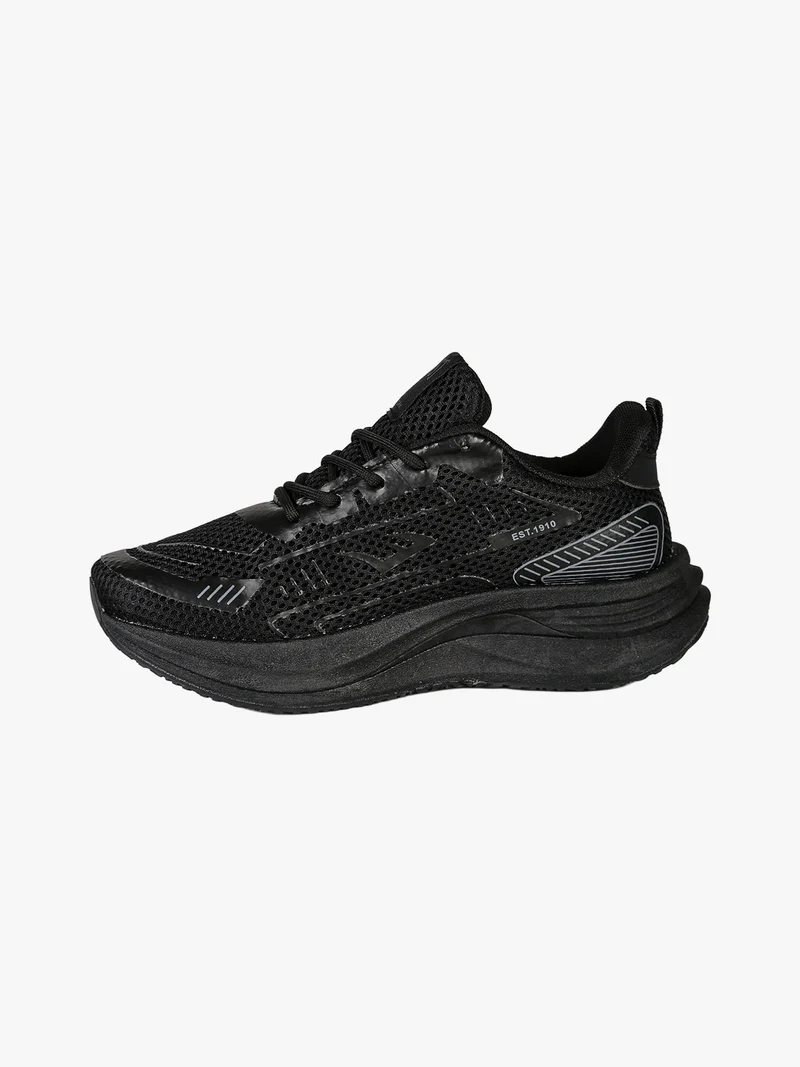 Sneakers sportive da donna in tessuto con suola alta - nero