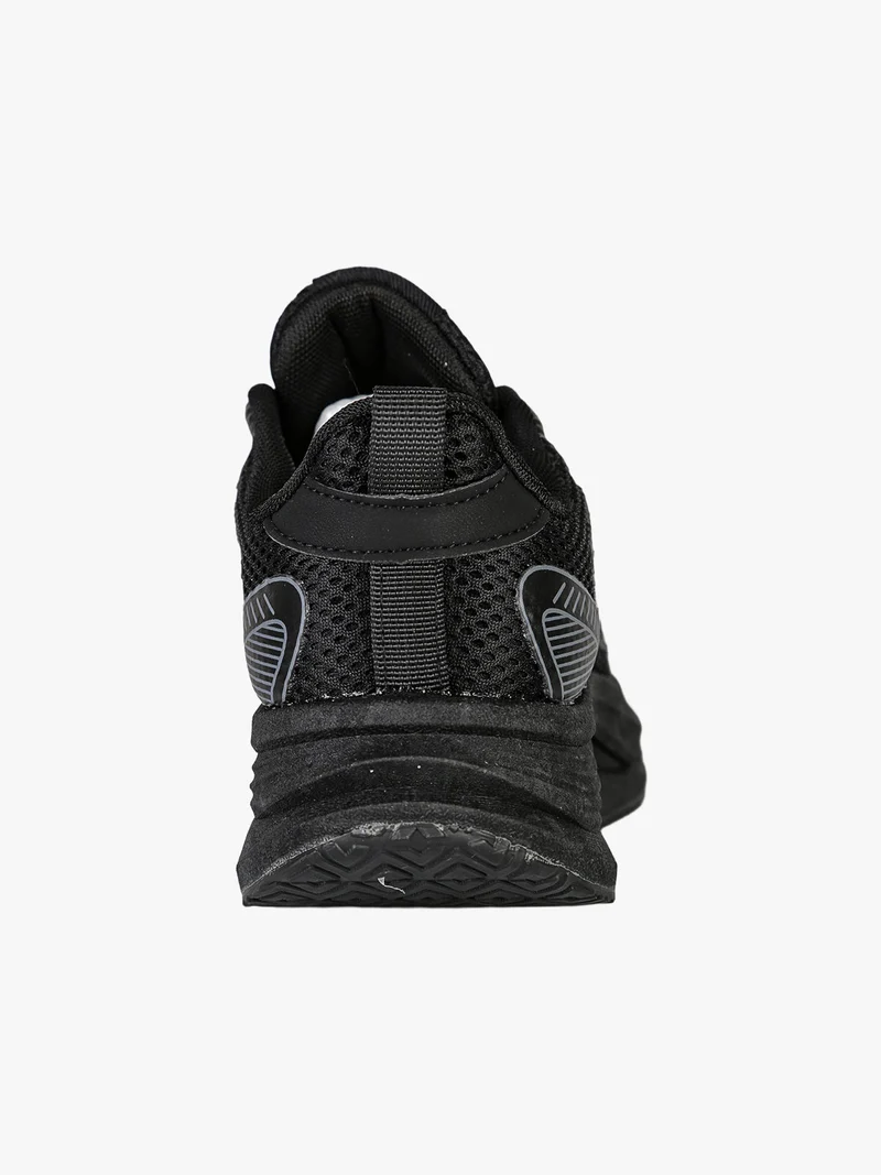 Sneakers sportive da donna in tessuto con suola alta - nero