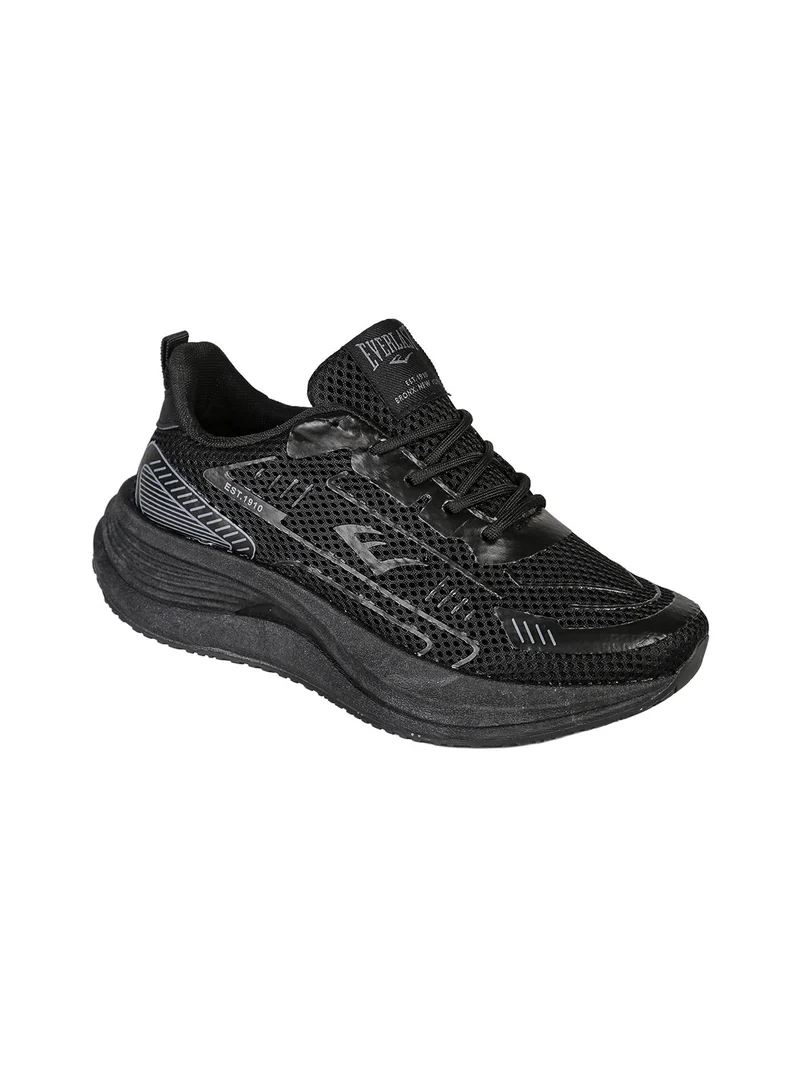 Sneakers sportive da donna in tessuto con suola alta - nero