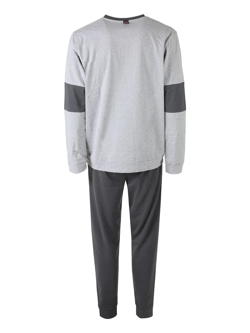 Pigiama lungo da uomo in caldo cotone - grigio
