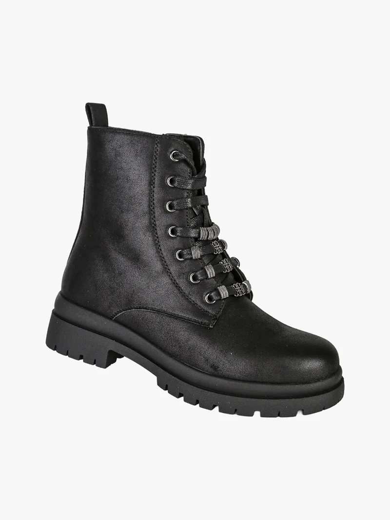 Anfibi donna con lacci e zip - nero