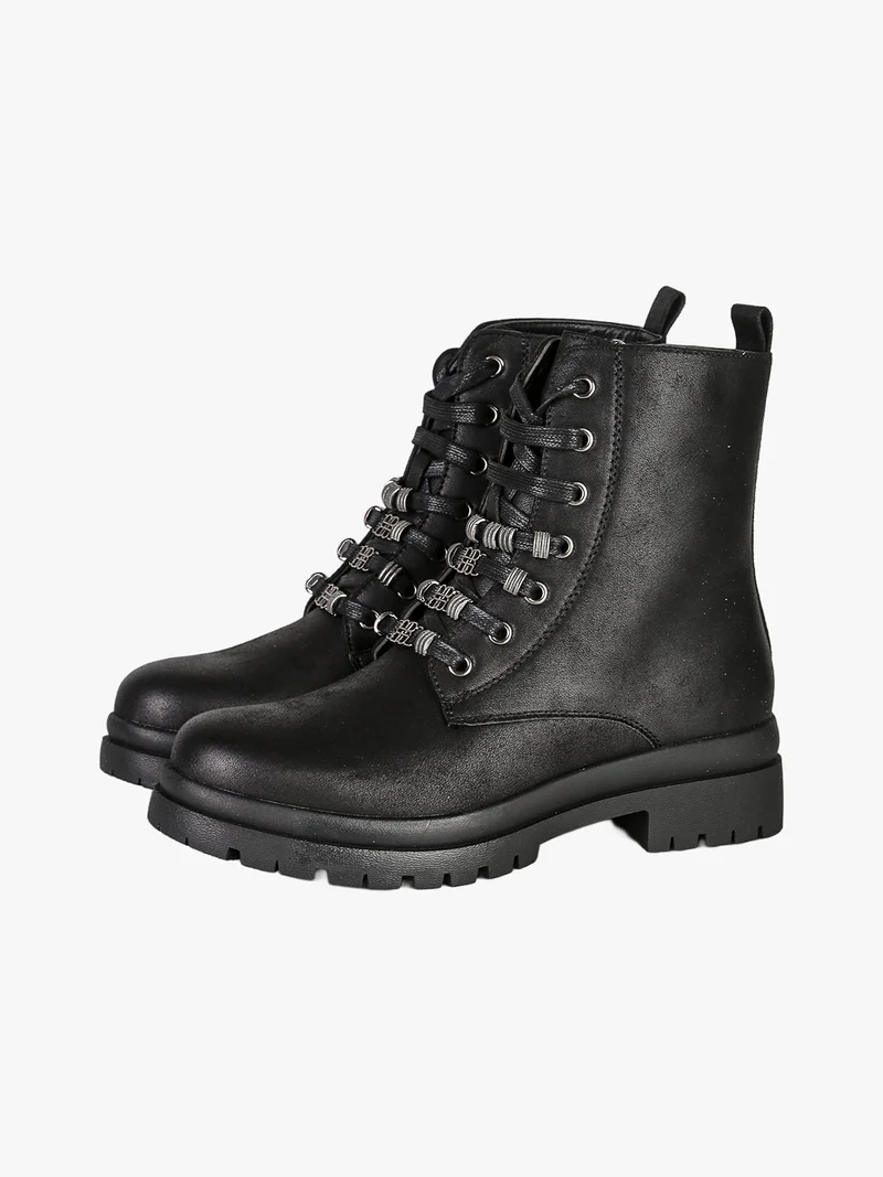Anfibi donna con lacci e zip - nero