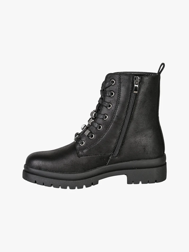 Anfibi donna con lacci e zip - nero