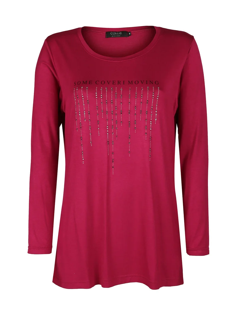 Maxi maglia da donna con strass - bordeaux