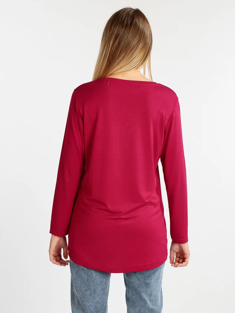 Maxi maglia da donna con strass - bordeaux