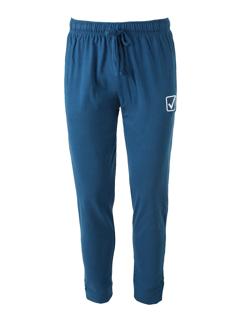 Pigiama lungo da uomo in caldo cotone - blu scuro