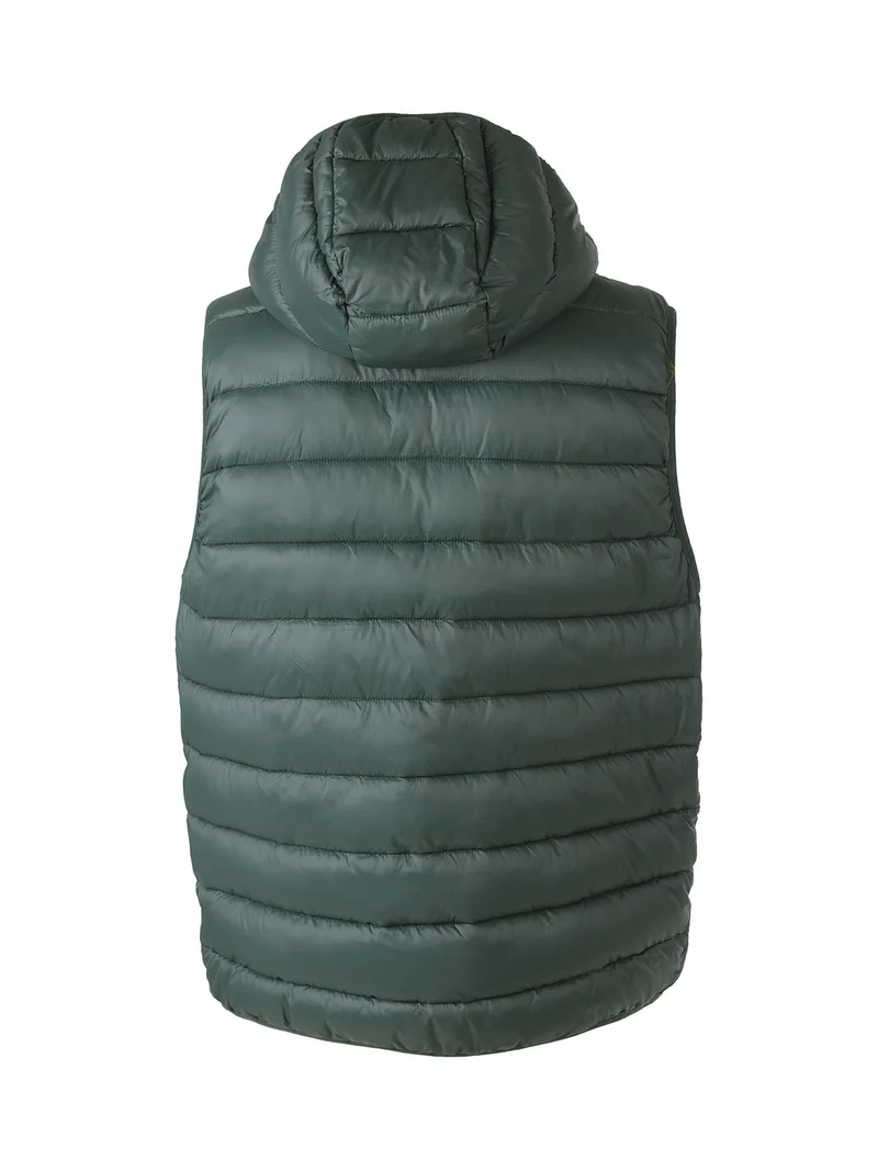 Gilet imbottito da uomo con cappuccio e zip - militare