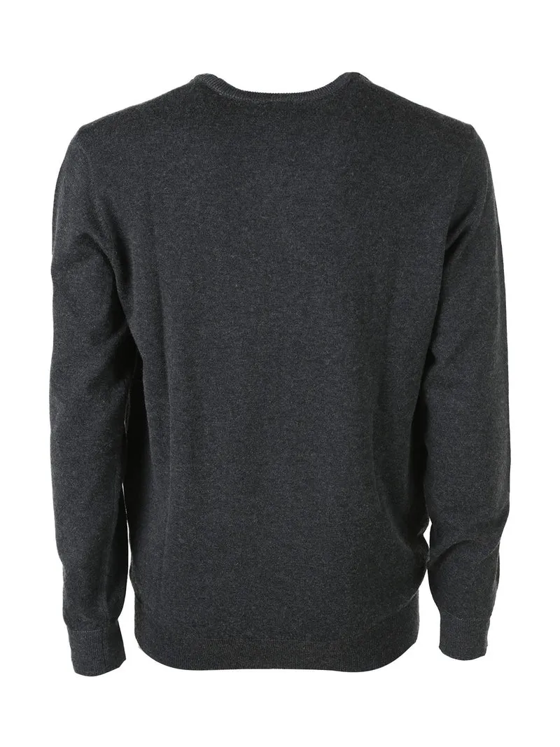 Pullover da uomo in maglia con doppio scollo - grigio scuro