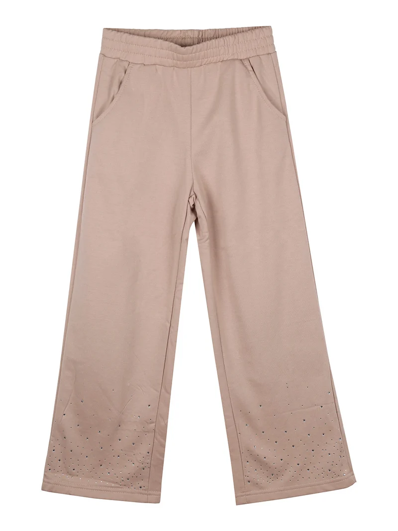 Completo 3 pezzi da bambina con strass - khaki