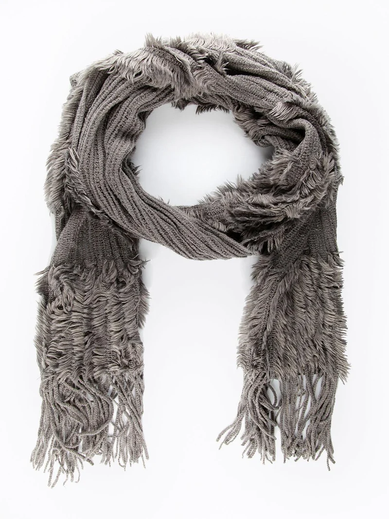 Sciarpa donna con frange - grigio