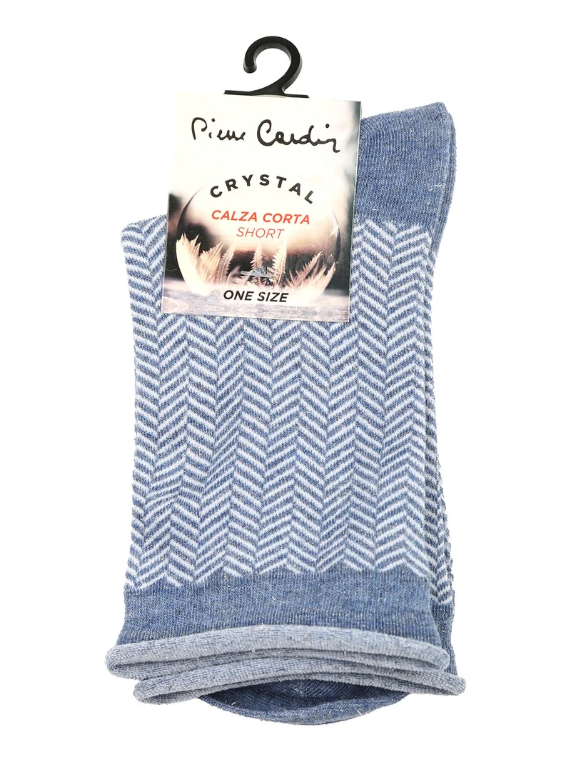 Calze corte da donna con stampa spigata e lurex - azzurro
