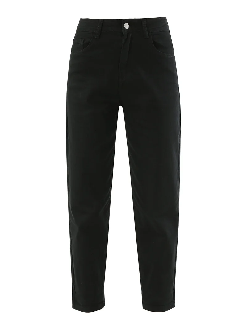 Pantaloni jeans donna mom fit - nero