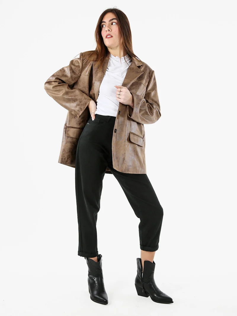 Pantaloni jeans donna mom fit - nero