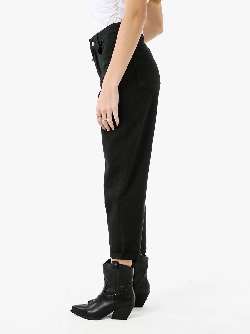 Pantaloni jeans donna mom fit - nero