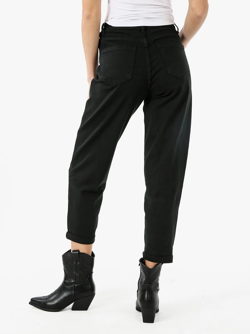 Pantaloni jeans donna mom fit - nero