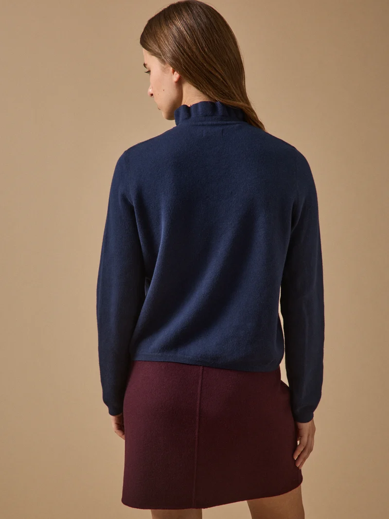 Damencardigan mit Volants aus Bio-Baumwolle und Cashmere