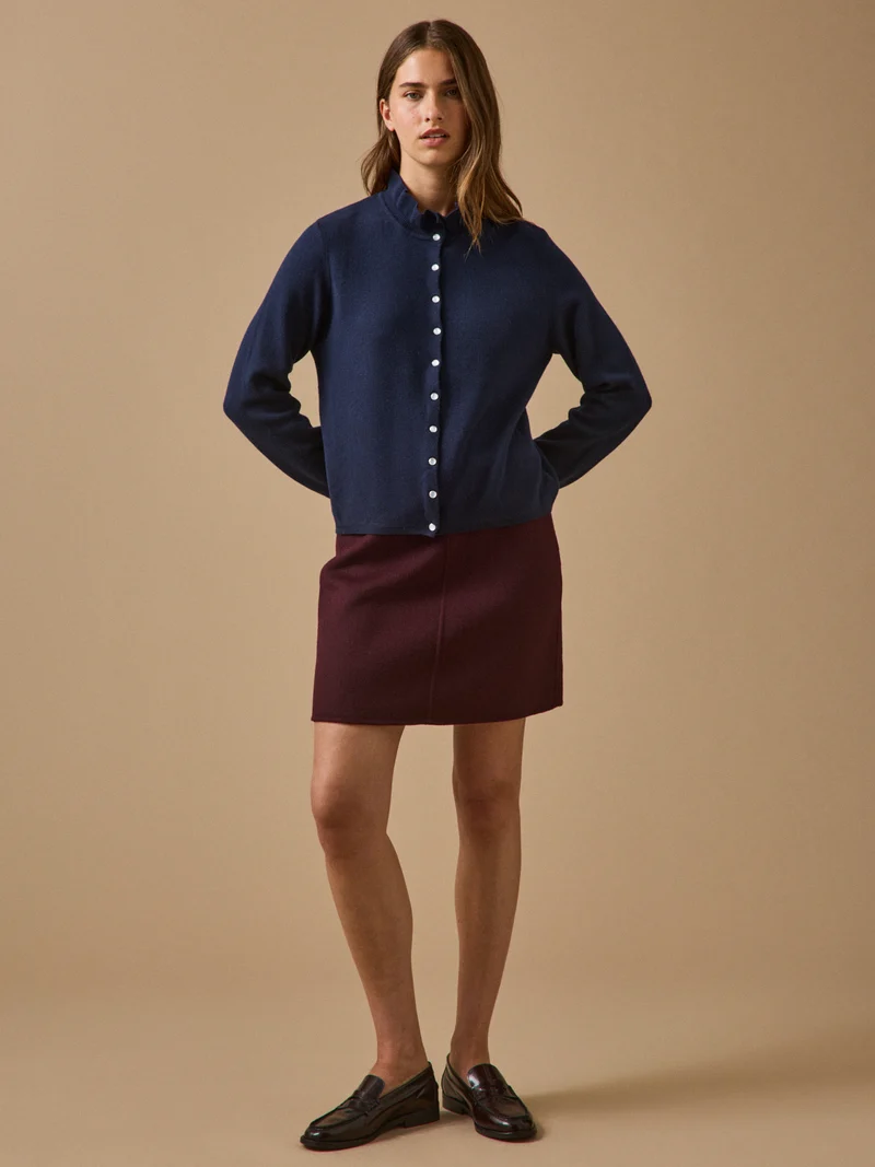 Damencardigan mit Volants aus Bio-Baumwolle und Cashmere