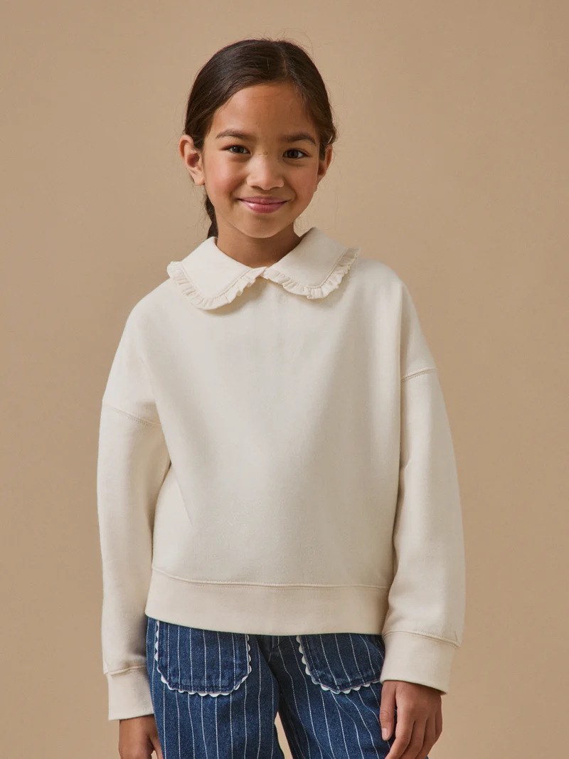 Mädchen-Sweatshirt mit Volantkragen
