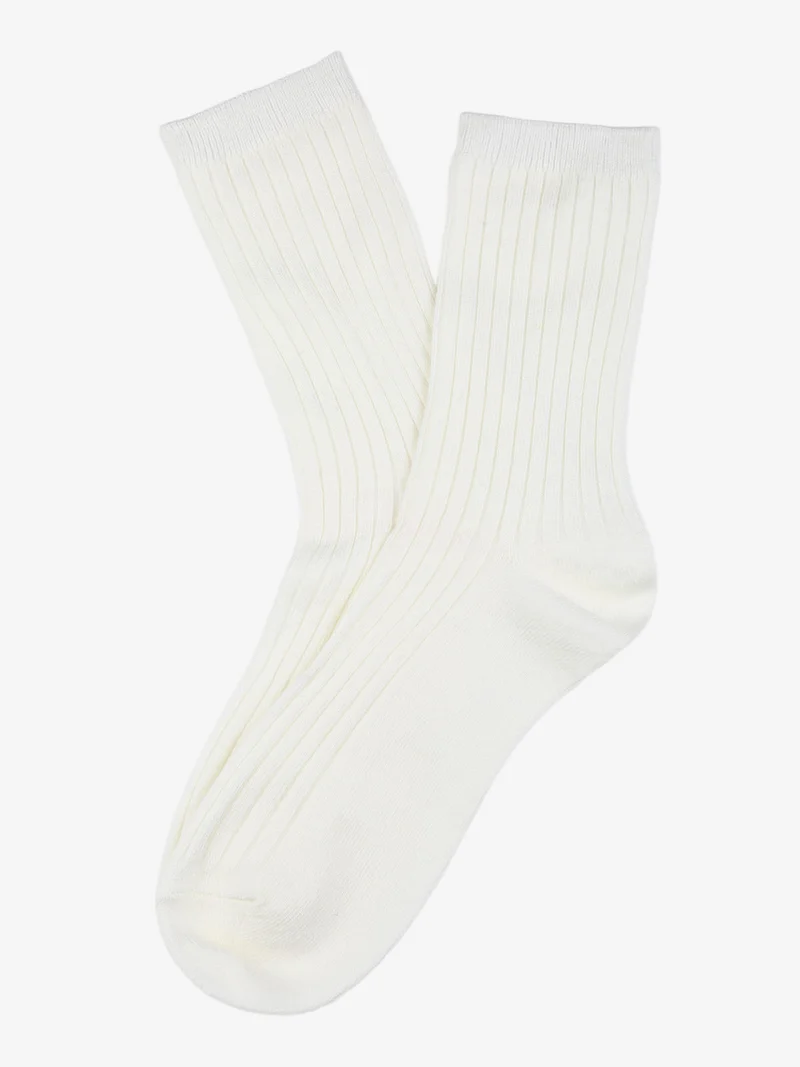 Calze corte donna a coste in misto cashmere - bianco