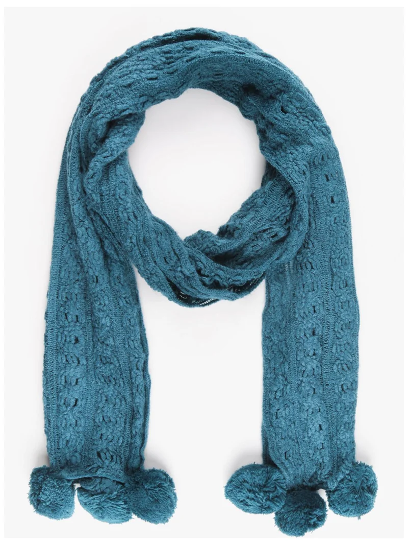 Sciarpa con pompon traforata - blu