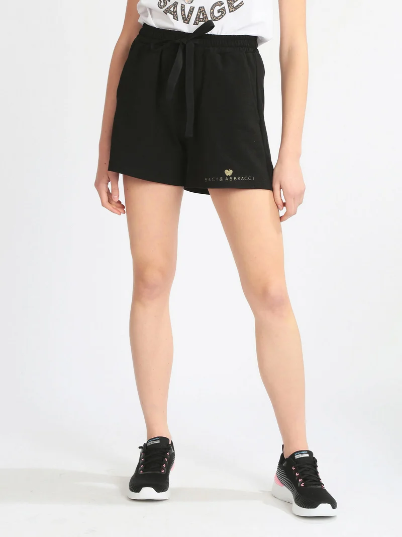 Bermuda donna in felpa - nero
