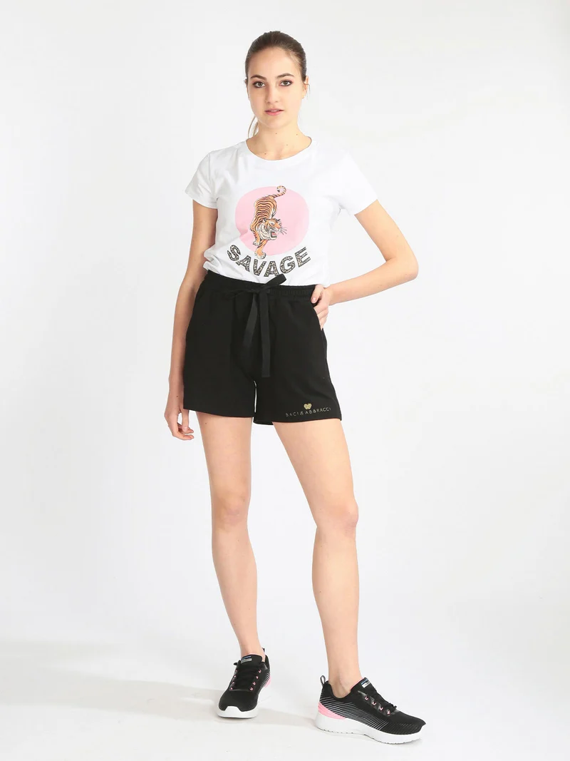 Bermuda donna in felpa - nero