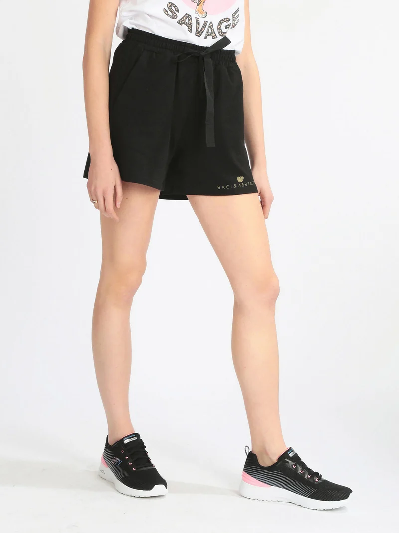 Bermuda donna in felpa - nero