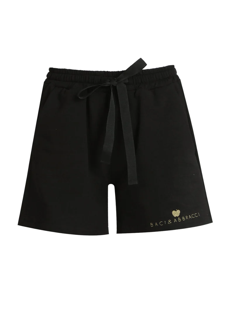 Bermuda donna in felpa - nero