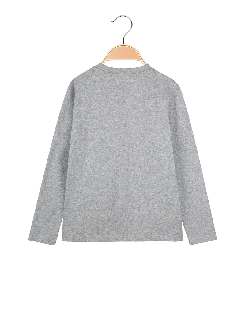 T-shirt da bambino a maniche lunghe con stampa - grigio