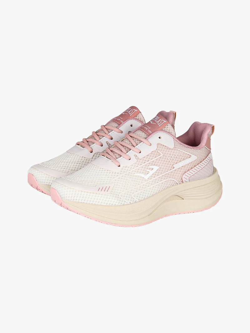 Sneakers sportive da donna in tessuto con suola alta - rosa
