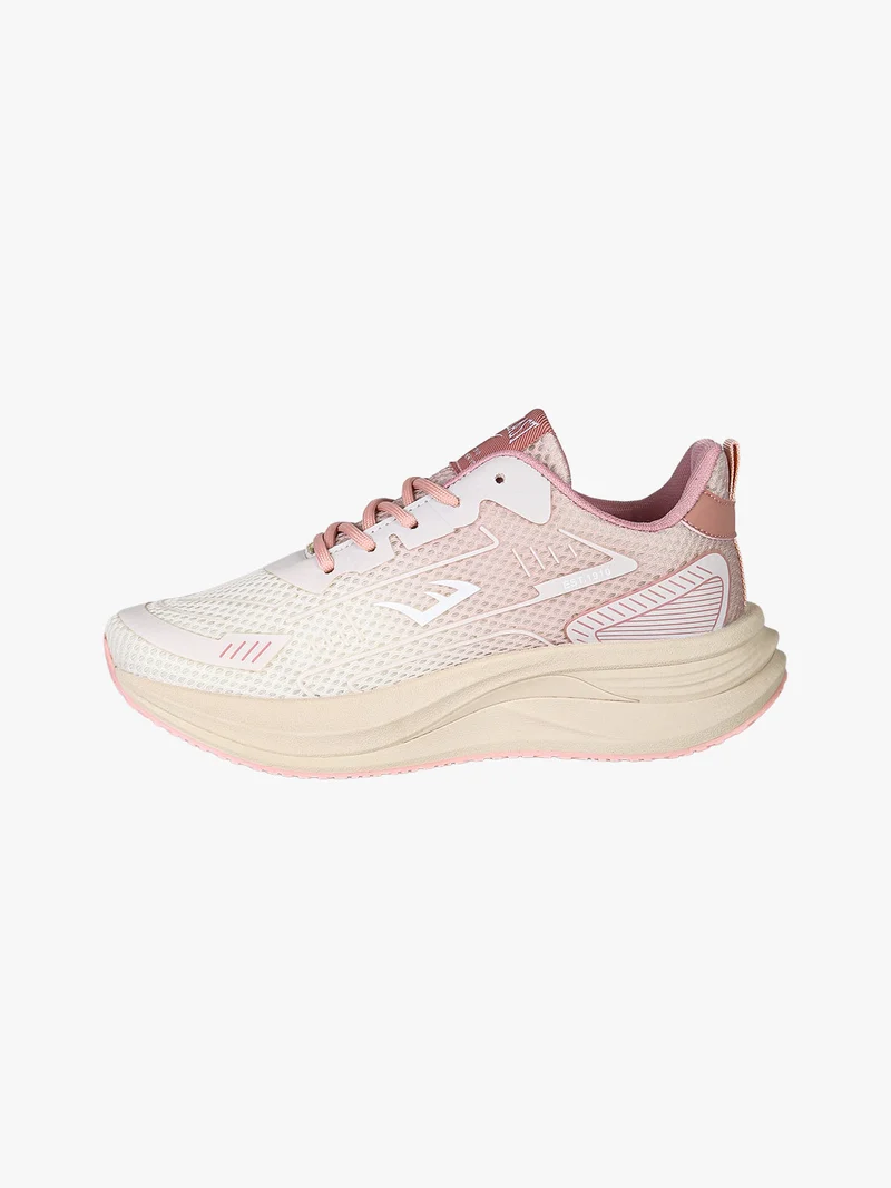 Sneakers sportive da donna in tessuto con suola alta - rosa