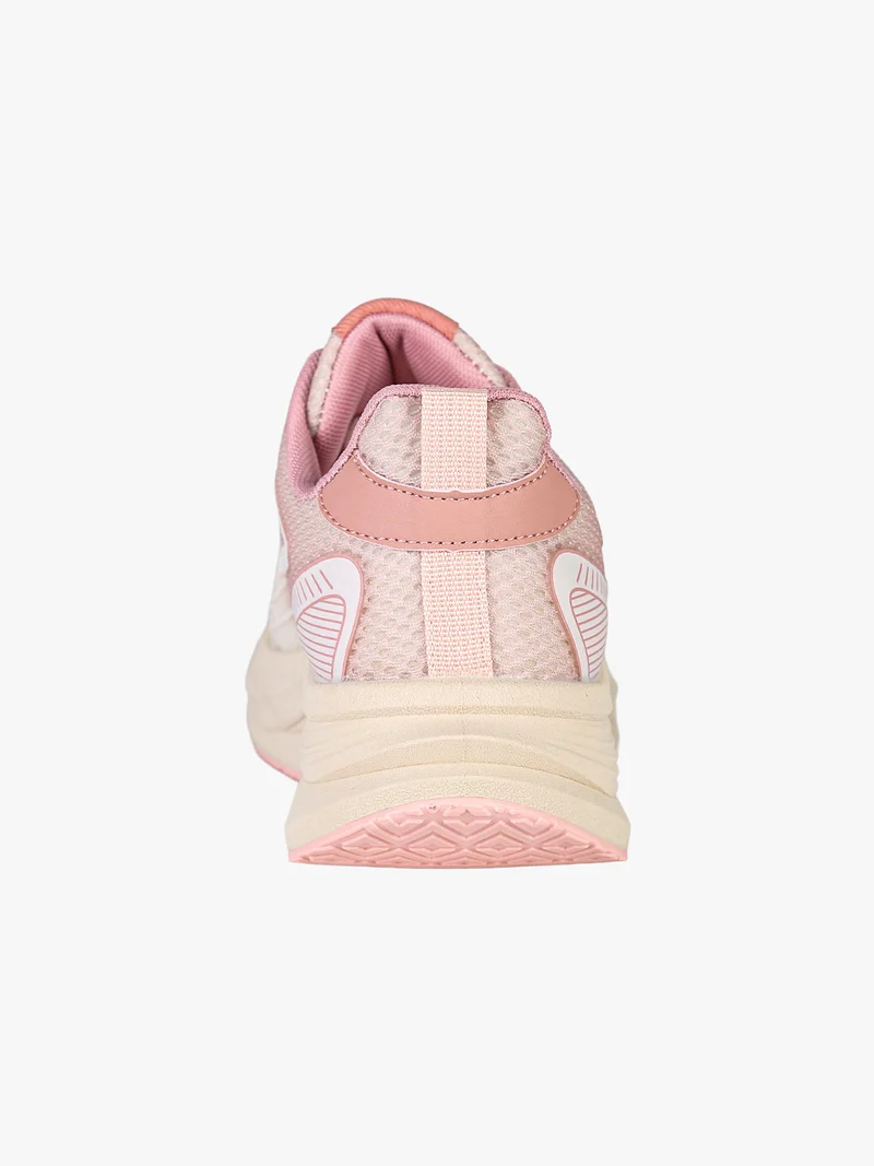 Sneakers sportive da donna in tessuto con suola alta - rosa
