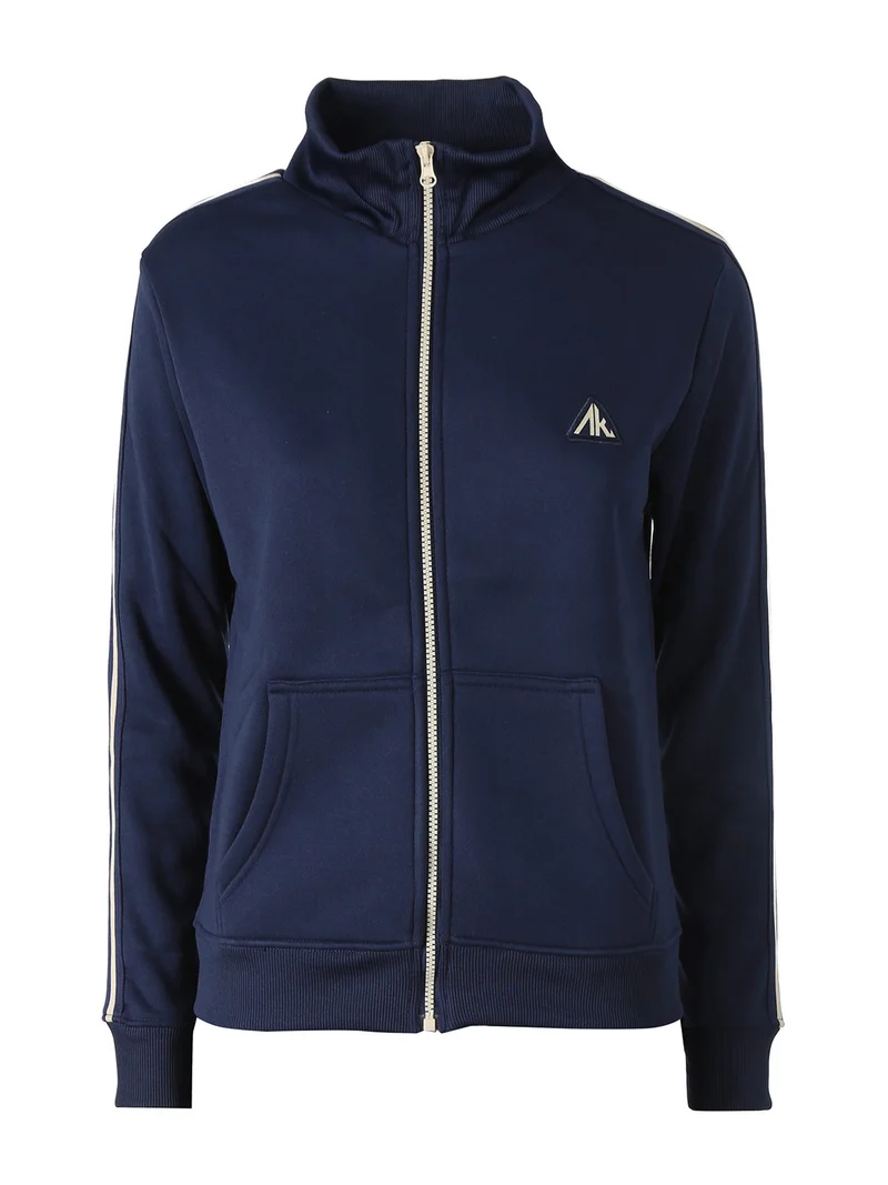 Felpa donna con zip e interno felpato - blu scuro
