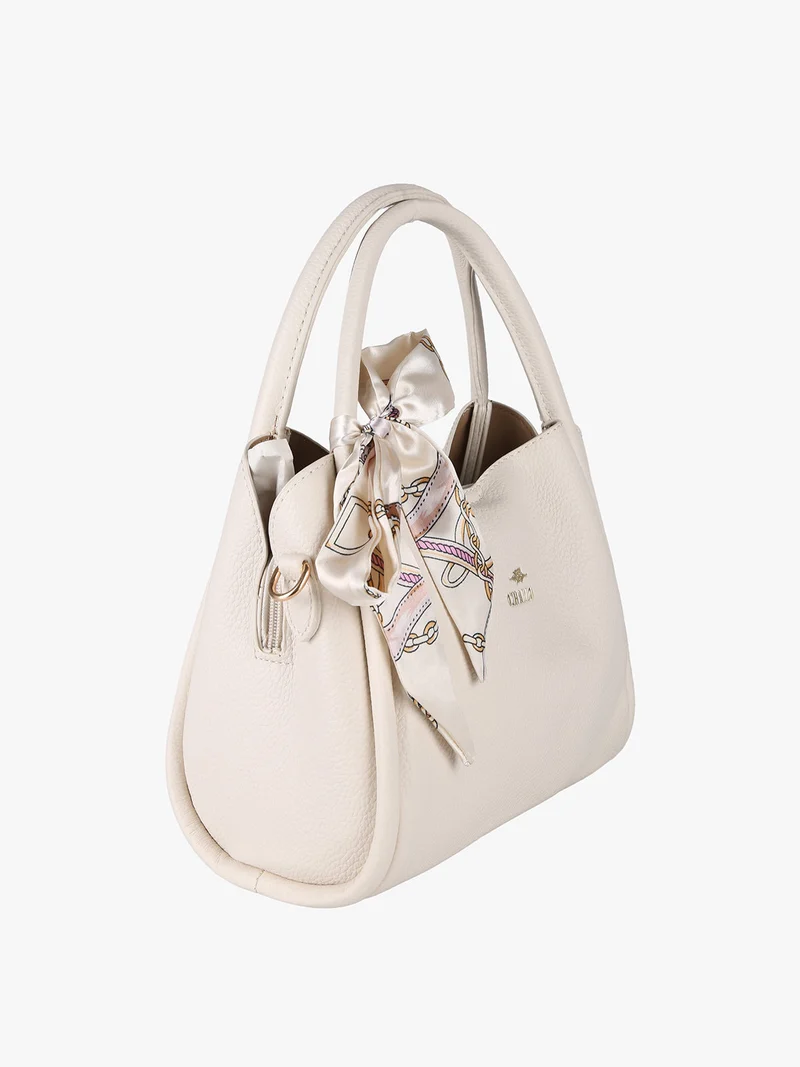 Borsa a mano mini tote con foulard - beige