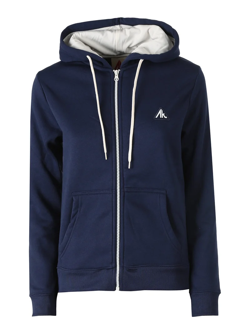 Felpa donna full zip con cappuccio e interno felpato - blu scuro