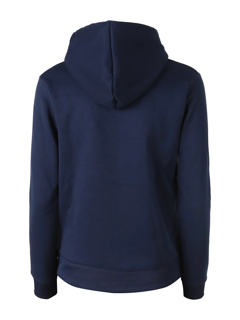 Felpa donna full zip con cappuccio e interno felpato - blu scuro