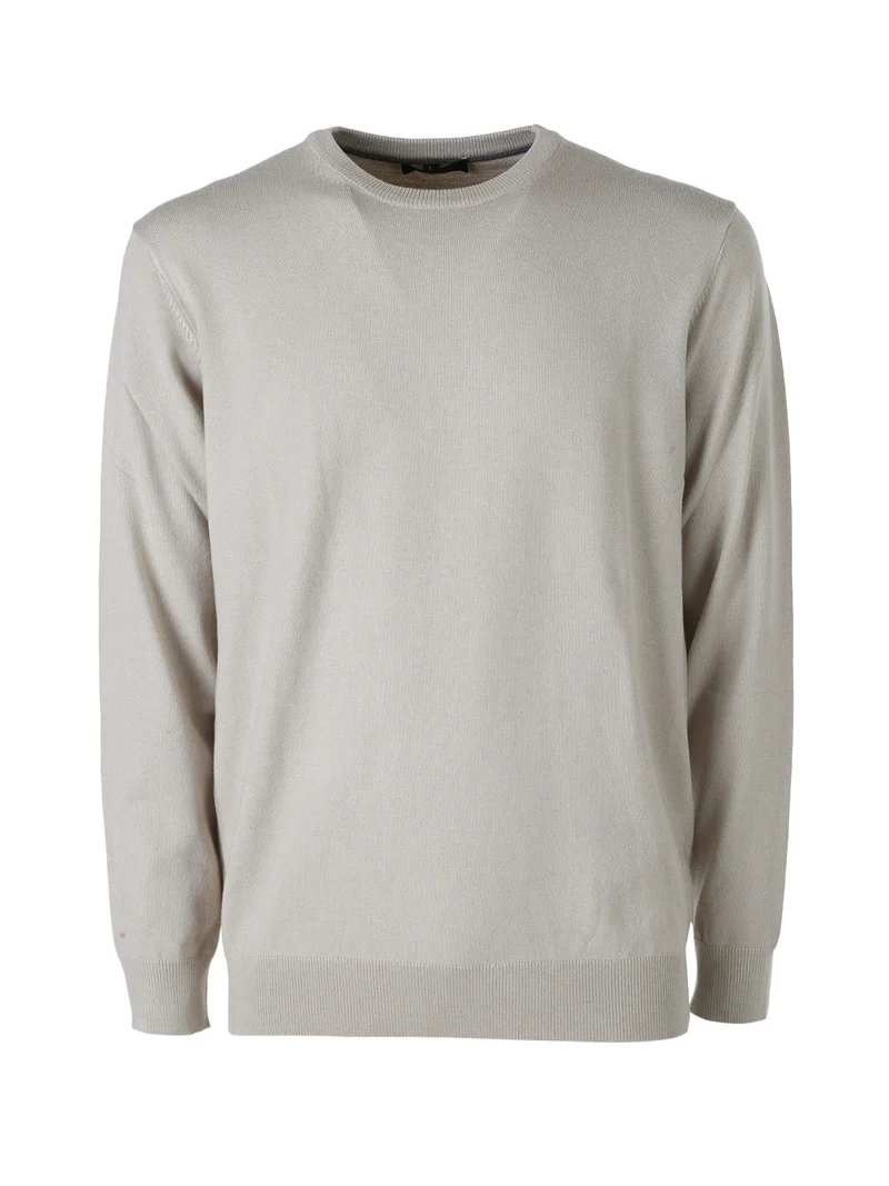 Pullover da uomo in maglia con scollo tondo - beige