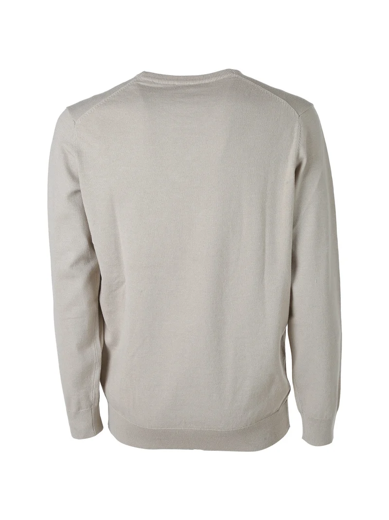 Pullover da uomo in maglia con scollo tondo - beige