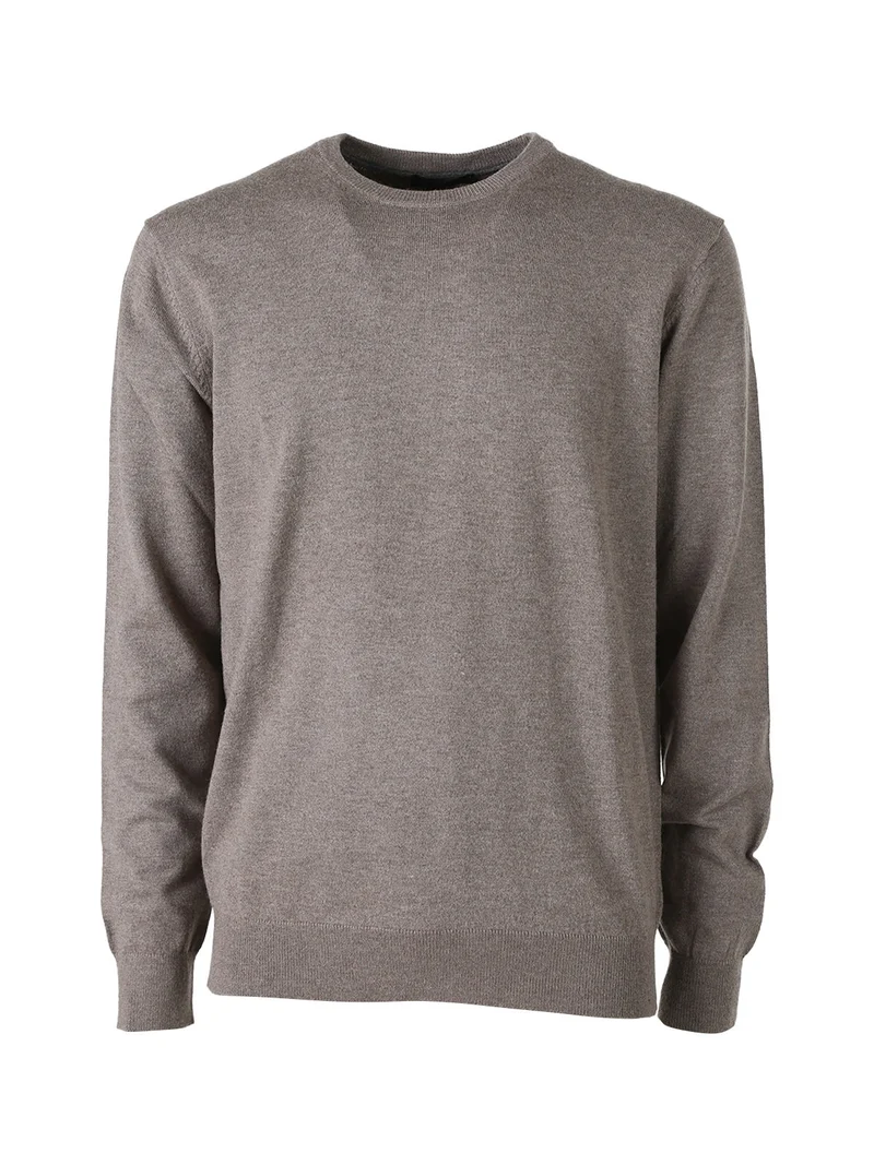 Pullover da uomo in maglia con scollo tondo - taupe
