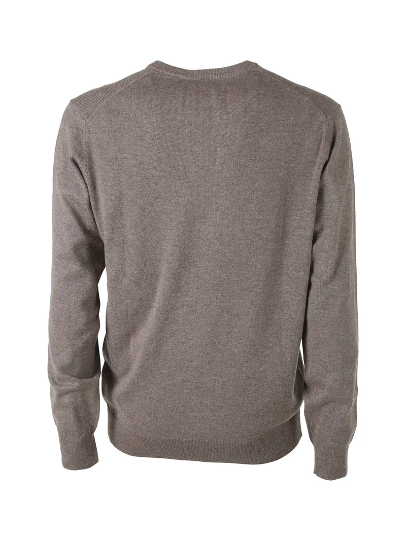 Pullover da uomo in maglia con scollo tondo - taupe