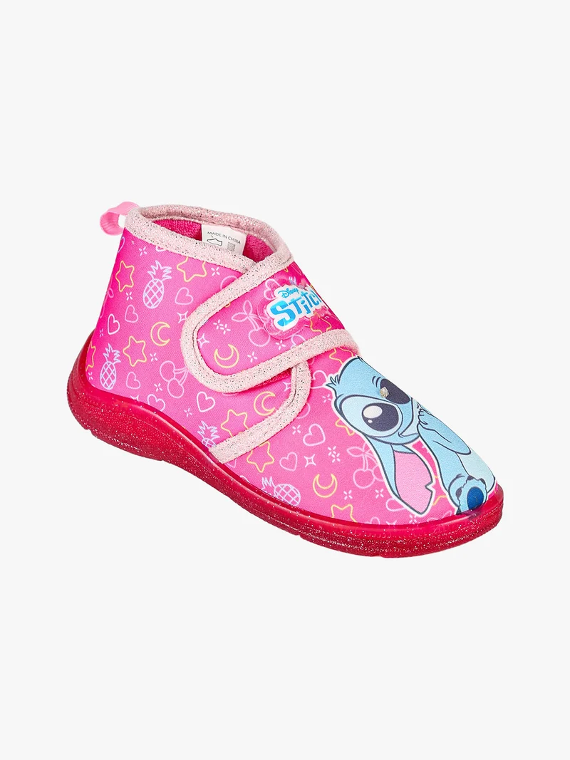 Stitch pantofole alte da bambina con chiusura a strappo - fucsia