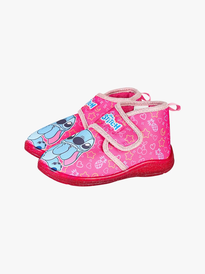 Stitch pantofole alte da bambina con chiusura a strappo - fucsia