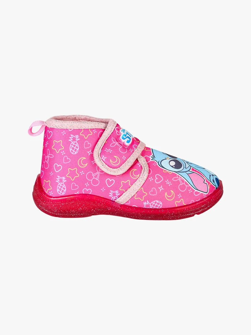 Stitch pantofole alte da bambina con chiusura a strappo - fucsia