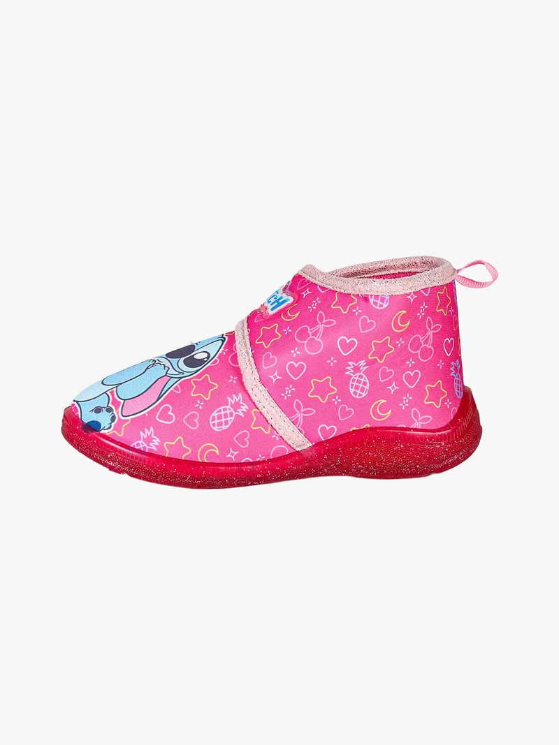 Stitch pantofole alte da bambina con chiusura a strappo - fucsia